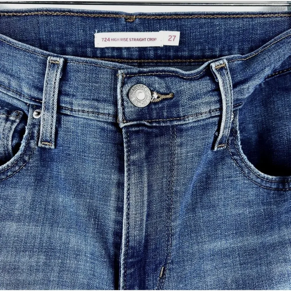 Levi's 724 High-Rise Straight Crop Jeans 27 Distressed Raw Hem